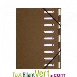 Trieur 9 compartiments chocolat, dos extensible, A4+ recycl�, Forever