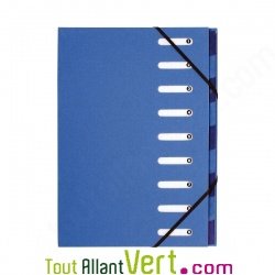 Trieur 9 compartiments bleu, dos extensible, A4+ recycl�, Forever