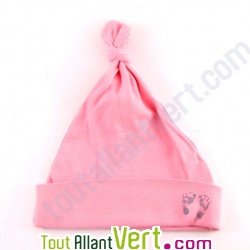 Bonnet b�b� en coton bio, rose
