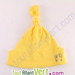 Bonnet b�b� en coton bio, jaune