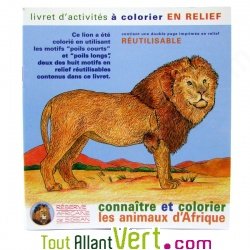 Cahier � colorier en relief, les animaux d\'Afrique, en papier recycl�