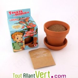 Pot terre cuite enfant + terreau et graines bio, 12 cm