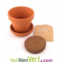 Pot terre cuite enfant + terreau et graines bio, 12 cm