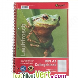 Cahier � spirale petits carreaux A4 recycl� Greenpeace crocodile