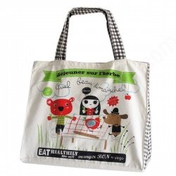 Grand sac cabas coton biologique D�jeuner sur l\'herbe by Virgo, 55x43 cm