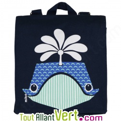 Sac  dos enfant baleine ctac en coton bio 23 x 23 x 7,5 cm