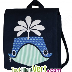 Sac  dos enfant baleine ctac en coton bio 23 x 23 x 7,5 cm