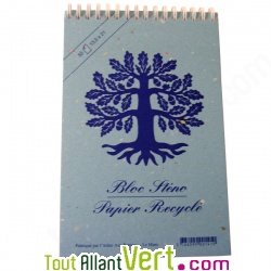 Bloc st�no recycl� 50 feuilles A5 bleu