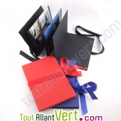 Album photo accord�on carton recycl� rouge, 17,5x12 cm