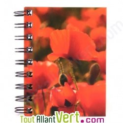 Carnet spirale recycl� lign�, coquelicot 8,5x11 cm