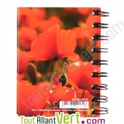 Carnet spirale recycl� lign�, coquelicot 8,5x11 cm