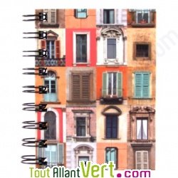 Carnet spirale recycl� lign�, fen�tre 8,5x11 cm