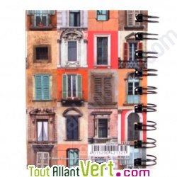 Carnet spirale recycl� lign�, fen�tre 8,5x11 cm