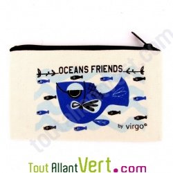 Trousse � crayons en coton biologique Oceans Friends, 21 x 13 cm