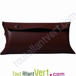 Trousse en cro�te de cuir recycl�e mate marron, 24 x 10 cm