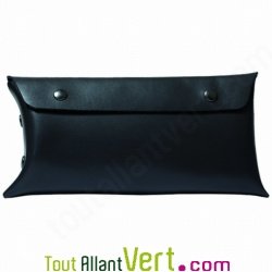 Trousse en cro�te de cuir recycl�e mate grise, 24 x 10 cm