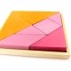 Tangram en bois orange et rose, 23x23 cm