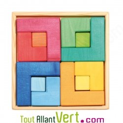 Jeu de construction cr�atif en bois multi-couleur, 23 cm, 3 ans+