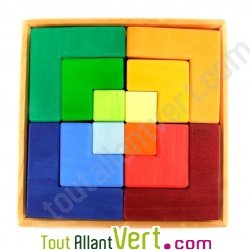 Jeu de construction cr�atif en bois multi-couleur, 23 cm, 3 ans+