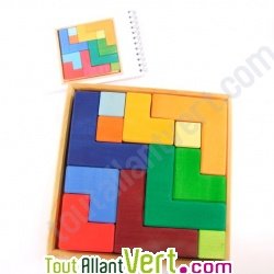 Jeu de construction cr�atif en bois multi-couleur, 23 cm, 3 ans+