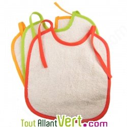 Bavoir en �ponge coton bio, lot de 3, 32 x 28 cm
