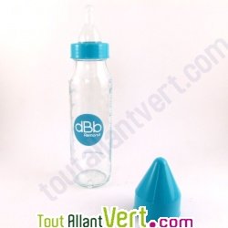 Biberon en verre sans BPA 110 ml, bouchon bleu