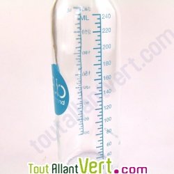 Biberon en verre sans BPA 110 ml, bouchon bleu