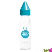 Biberon en verre 240 ml lait, bouchon bleu