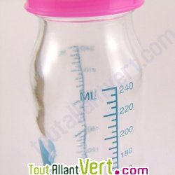 Biberon en verre sans BPA 110 ml, bouchon rose