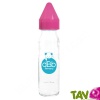Biberon en verre 240 ml lait, bouchon rose