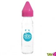 Biberon en verre 240 ml lait, bouchon rose