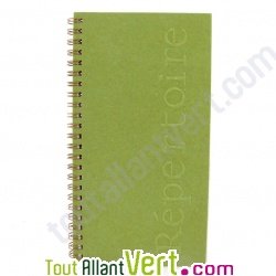 R�pertoire recycl� � spirale olive, 21 x 11 cm