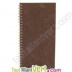 R�pertoire recycl� � spirale chocolat, 21 x 11 cm