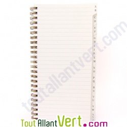 R�pertoire recycl� � spirale chocolat, 21 x 11 cm