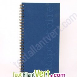 R�pertoire recycl� � spirale bleu, 21 x 11 cm