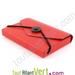 Etui porte carte de visite, rouge, carton recycl�