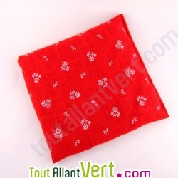 Bouillotte noyaux de cerise en lin rouge 20X20 cm