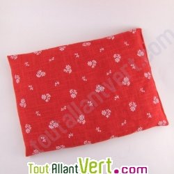 Bouillotte noyaux de cerise rouge 27X20 cm en lin, rouge