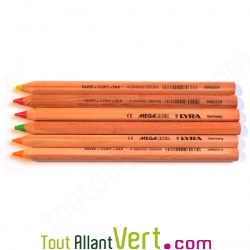 Surligneurs crayons fluo en bois naturel, lot de 6