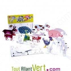 Animo Dulos, 15 animaux de la ferme en carton recycl� � construire