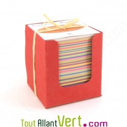 Bloc cube rouge papier recycl� 250 feuilles multi-couleur, 11 cm
