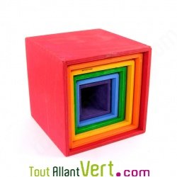 Cube empilable color� en bois, 65cm