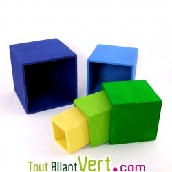 Cube empilable color� en bois, 36cm