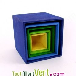 Cube empilable color� en bois, 36cm