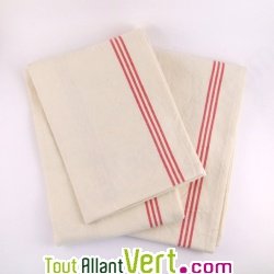 Torchons de cuisine coton bio, � l\'ancienne, lot de 2
