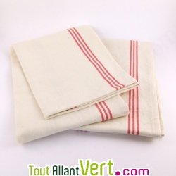 Torchons de cuisine coton bio, � l\'ancienne, lot de 2