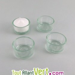 Support verre recycl� pour bougie veilleuse, lot de 4
