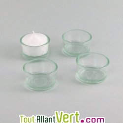 Support verre recycl� pour bougie veilleuse, lot de 4