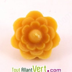Bougie flottante fleur jaune 100% cire d\'abeille, lot de 5
