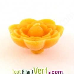 Bougie flottante fleur jaune 100% cire d\'abeille, lot de 5